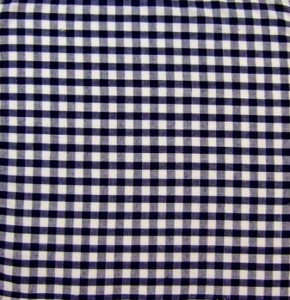 POLY/COTTON 1/4'' CORDED GINGHAM FABRIC - NAVY BLUE.