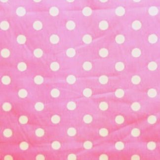 POLY/COTTON PRINT FABRIC -   LARGE WHITE SPOTS ON FLO PINK