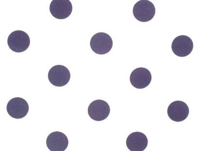 POLY/COTTON PRINT FABRIC - LARGE NAVY SPOTS ON WHITE -