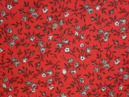 FLORIE PRINT - medium  weight cotton fabric BEIGE/RED
