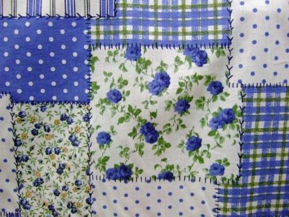 LIBERTY PATCH BLUE, medium weight cotton fabric - CREAM/BLUE -