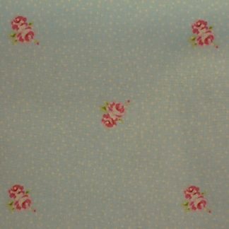 SPOTS & ROSES , heavier weight fabric - PALE  BLUE -