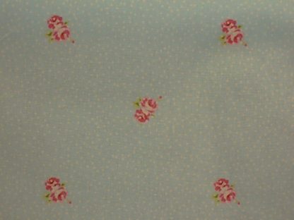 SPOTS & ROSES , heavier weight fabric - PALE  BLUE -