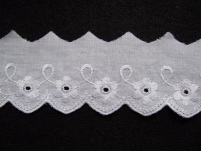 EMBROIDERY ANGLAIS LACE EDGING 50mm/2'' wide  WHITE per meter