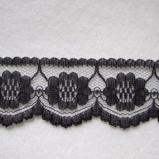 BLACK LACE EDGING 35mm/1.25'' wide polyester (per metre)