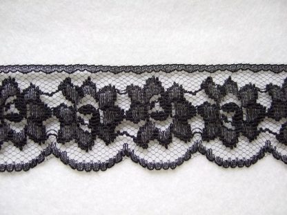 BLACK LACE EDGING 40mm/1.5'' wide polyester (per metre)