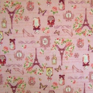 VINTAGE COLLAGE by COSMO TEXTILE CO COTTON/LINEN - PINK/MULTI  -
