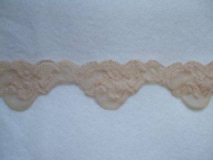 FLESH COLOURED POLYESTER FRENCH LACE 40mm/1.5''  wide  (per metre)