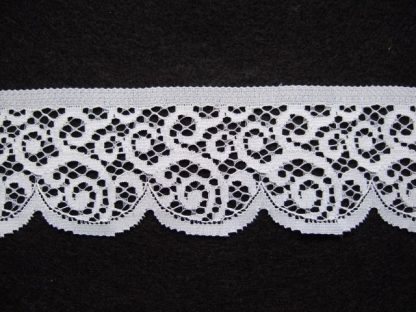 WHITE POLYESTER LACE 50mm/2''  wide  (per meter)
