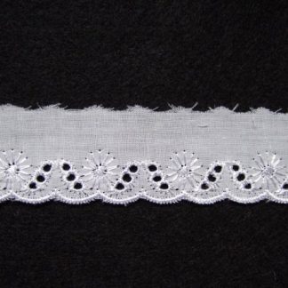 EMBROIDERY ANGLAIS LACE EDGING 25mm/1'' wide  WHITE per meter