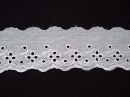 EMBROIDERY ANGLAIS LACE EDGING 50mm/2'' wide  WHITE per meter