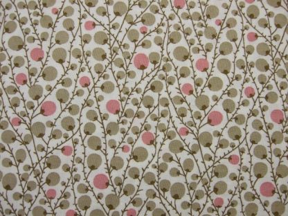BERRY TWIG by PETER HORTON TEXTILES - BEIGE & PINK ON CREAM