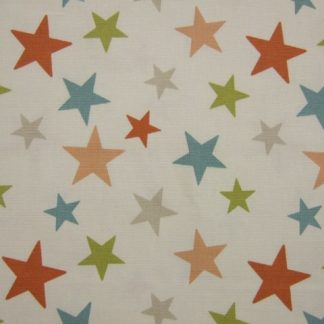 FUNKY STARS.  HEAVIER WEIGHT FABRIC - CORAL -