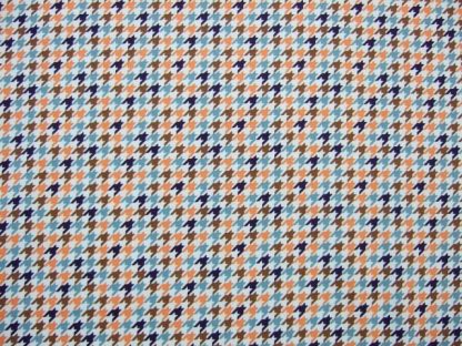 TRANSPORT HOUNDS TOOTH CHECK. 100% COTTON PRINT. BLUE
