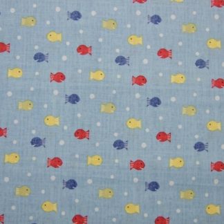 SHIPS AHOY FISHY FISHY, Springs Creative Products - 100% COTTON Blue